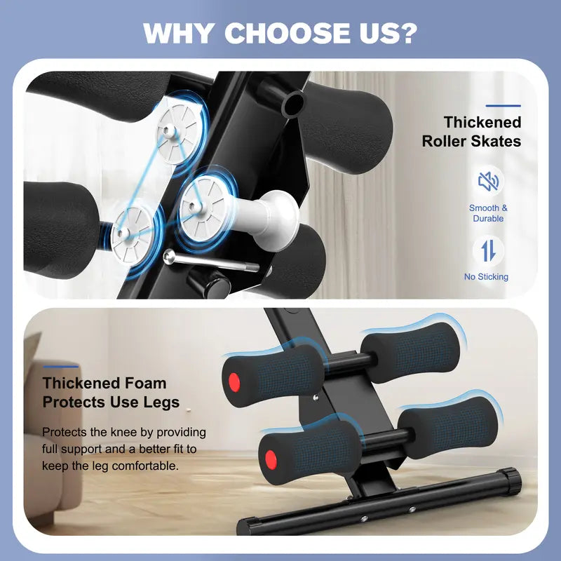 Relife Sports Adjustable Ab Trainer Machine with LCD Monitor, Resistance Bands & Knee Protection