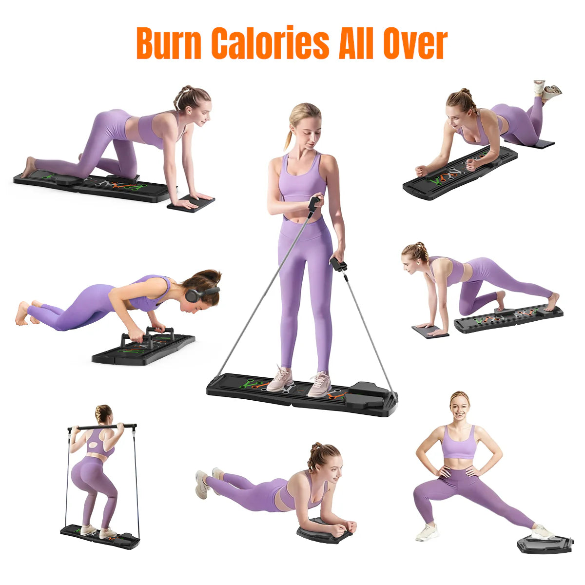 7-in-1 Pilates Reformer Board, Ab & Core Workout Machine, Foldable Home Pilates Reformer Full Body Training, 330LBS Capacity