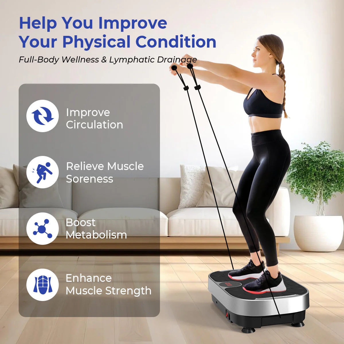 Vibration Plate with Loop Bands for Home Gym